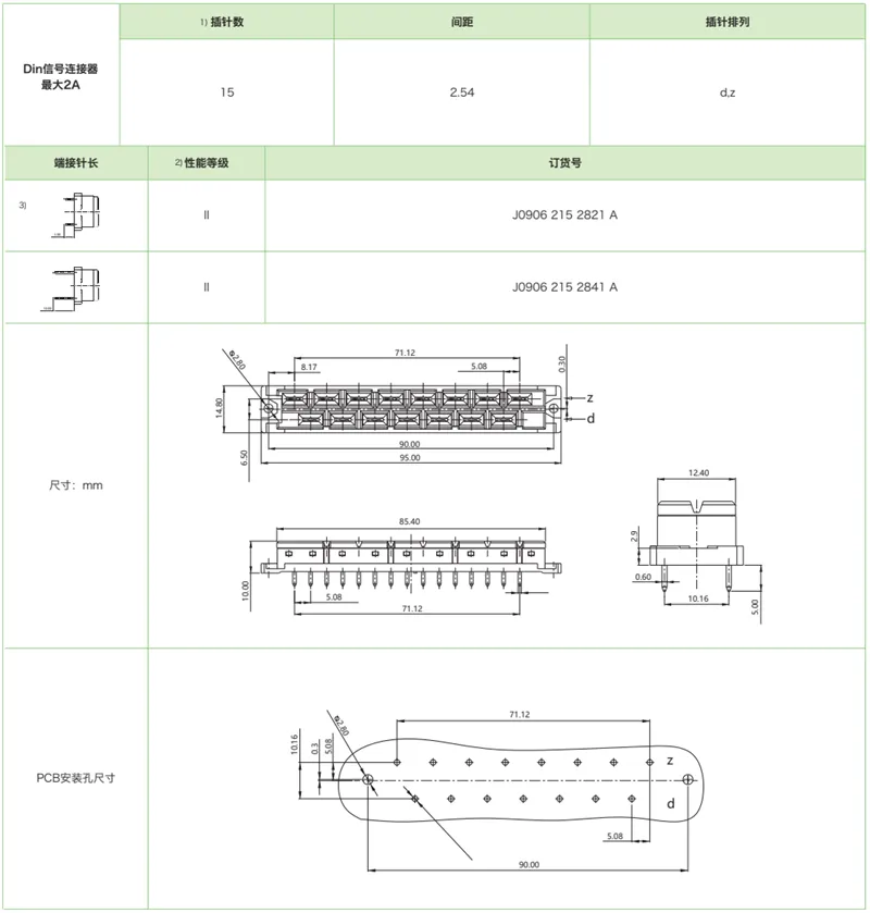 J0906系列-母连接器参数
